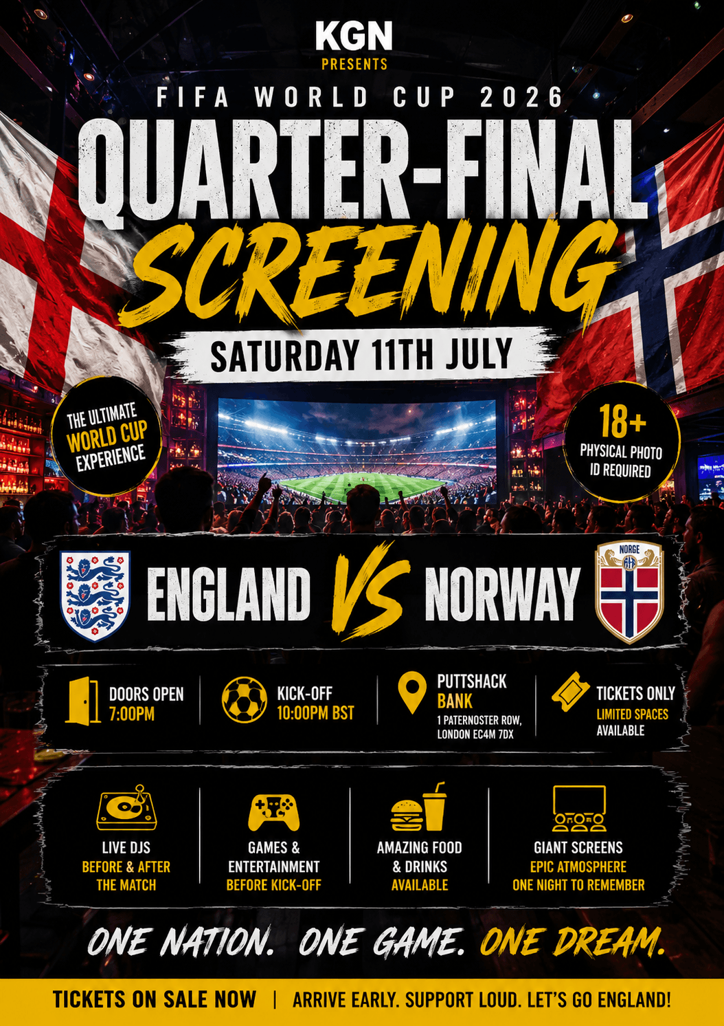 ⚽ ENGLAND vs NORWAY | FIFA WORLD CUP 2026 QUARTER-FINAL SCREENING